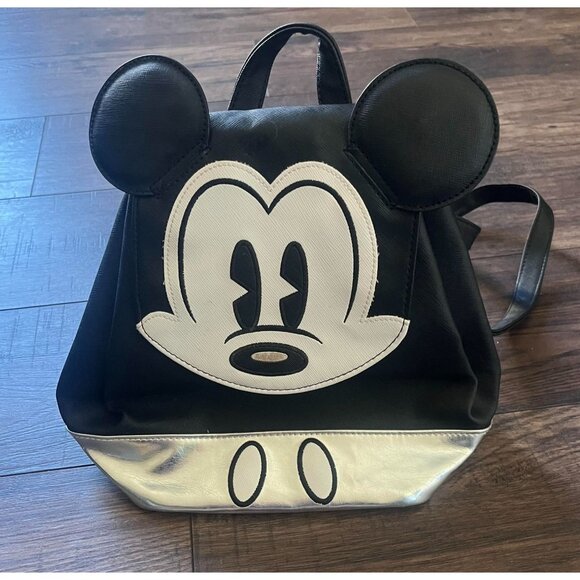 Disney Parks Mickey Mouse Mini Black White & Silver Backpack - Picture 1 of 6